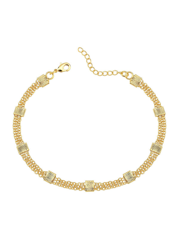 Pulseira Tripla de Elo com Plaquinhas