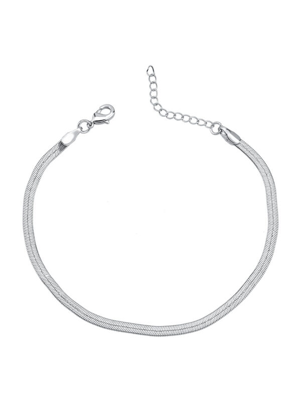 Pulseira Malha Fita 3MM  Ródio Branco